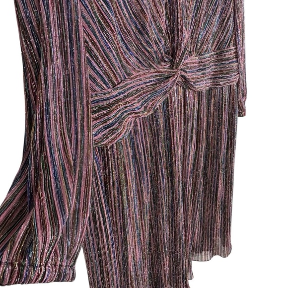 NEW Lane Bryant Metallic Rainbow Midi Dress Size 26W V-Neck Sheer Lined - Picture 4 of 12